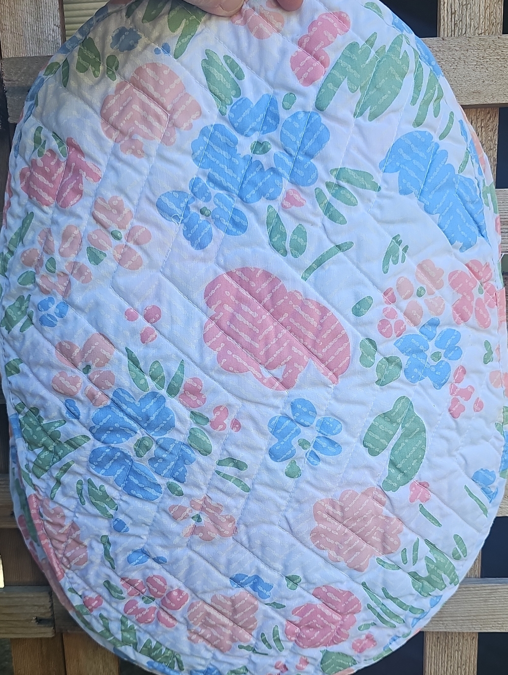 Set Of 4 Vintage Floral Quilted Oval Placemats - Picture 2 of 6